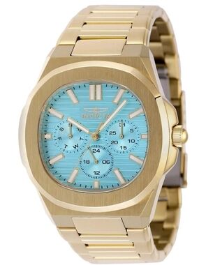 Invicta Speedway Gold-Tone Bracelet Watch with Tiffany Blue Dial 41mm